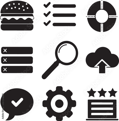 Collection of vector icons representing various concepts and digital interface elements