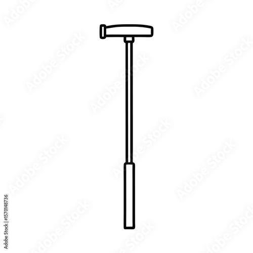 Reflex hammer vertical placement line art white Vector illustration