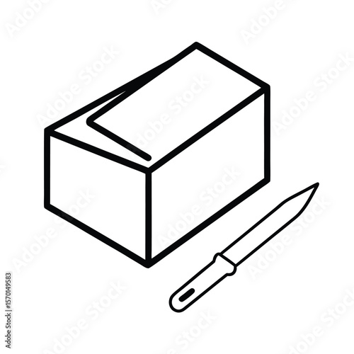 Surgical blade scalpel box safe packaging line art Vector illustration