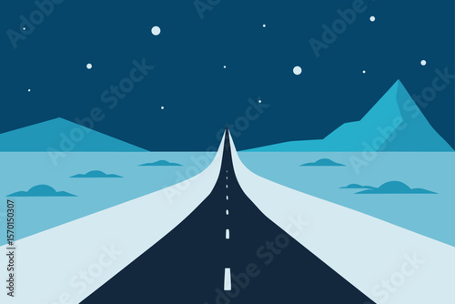 A Lonely Road Stretching Across Snowy Plains