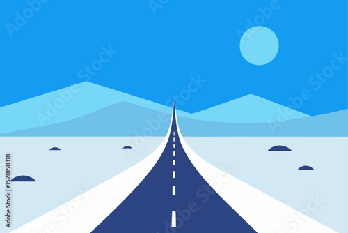 A Lonely Road Stretching Across Snowy Plains