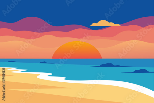 An Idyllic Beach at Sunset at the North Sea in Germany