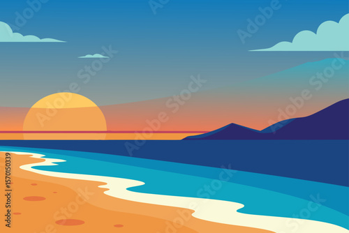 An Idyllic Beach at Sunset at the North Sea in Germany