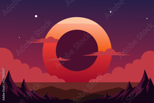 Anime Concept Sky Sunset Landscape Background Eclipse