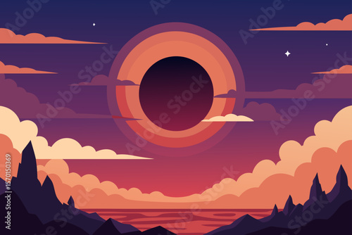 Anime Concept Sky Sunset Landscape Background Eclipse