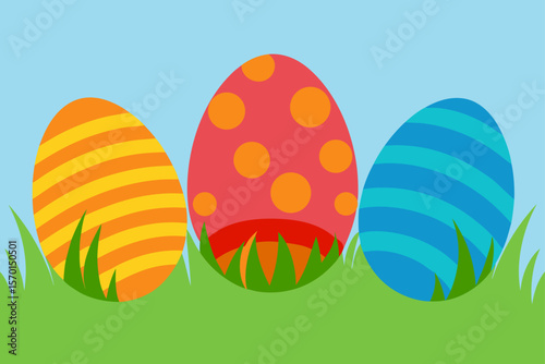 Colorful Easter Eggs in Grass a Springtime Celebration