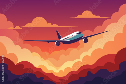 Commercial Airplane Jetliner Flying Above Dramatic Sky