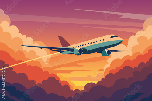 Commercial Airplane Jetliner Flying Above Dramatic Sky