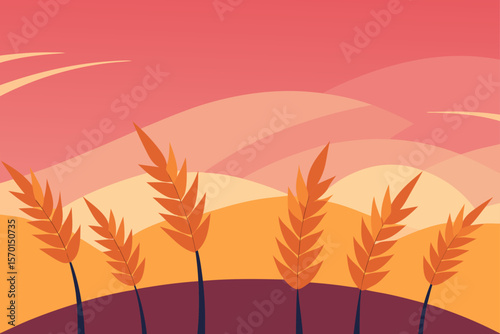 Golden Wheat Fields Swaying under a Pink Sunset Sky