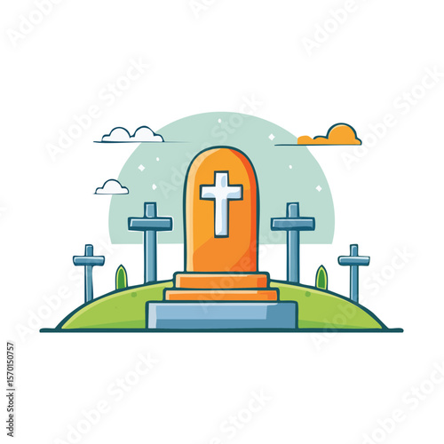 Graveyard Cemetary Isolated on a Transparent Background