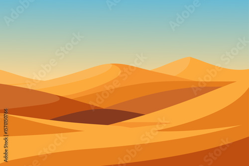 Hazy Desert Landscape With Rolling Sand Dunes