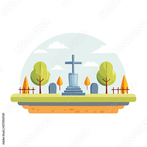 Graveyard Cemetary Isolated on a Transparent Background
