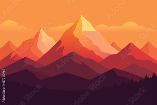 Majestic Mountain Range at Sunset a Serene Landscape
