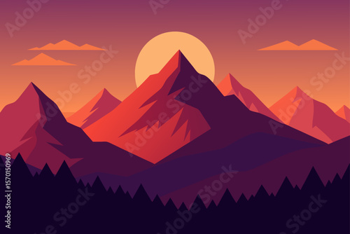 Majestic Mountain Range at Sunset a Serene Landscape