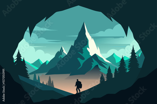 Majestic Mountain Vista a Silhouette of Adventure