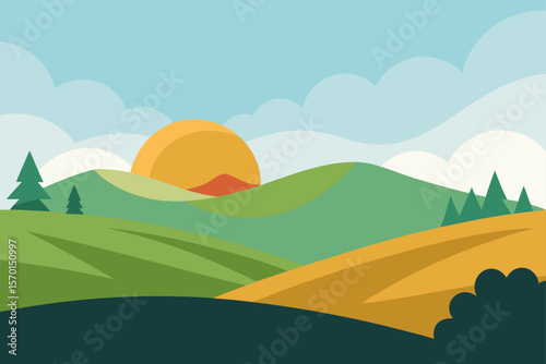 Minimalist Countryside Landscape With Morning Light