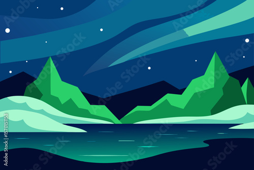 Northern Lights Over an Arctic Landscape