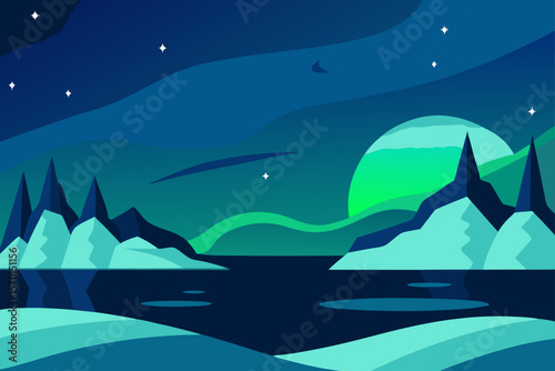 Northern Lights Over an Arctic Landscape