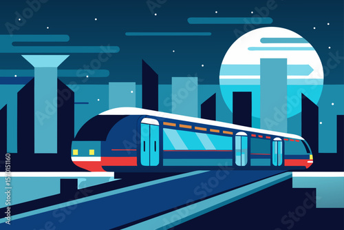 Night Metro Station a Futuristic Urban Transit Illustration