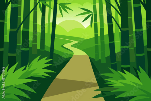 Serene Bamboo Forest Path a Tranquil Journey Through Nature