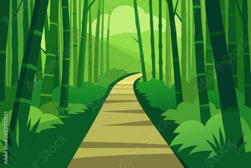 Serene Bamboo Forest Path a Tranquil Journey Through Nature