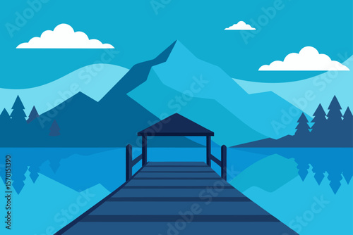 Serene Lake Pier Tranquil Water Majestic Mountain View