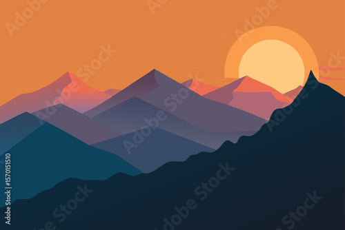 Serene View From a Mountain Summit at Sunrise