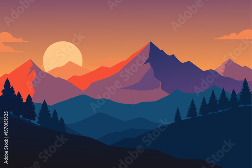 Serene View From a Mountain Summit at Sunrise