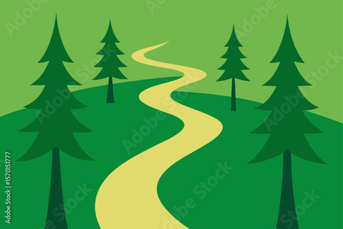 Simple Winding Forest Vector Wallpaper Design