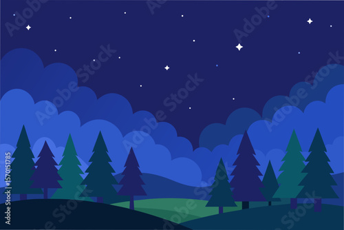 Starry Night Sky Over a Peaceful Forest Clearing