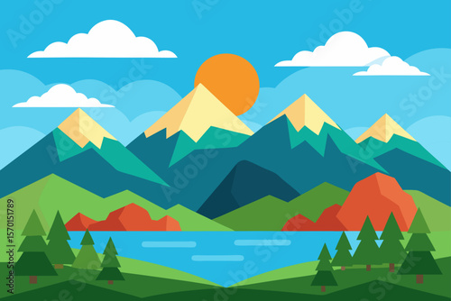 Summer Landscape with Mountains