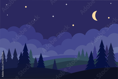 Starry Night Sky Over a Peaceful Forest Clearing