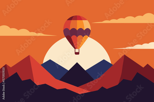 Sunset Hot Air Balloon Adventure Majestic Mountain View