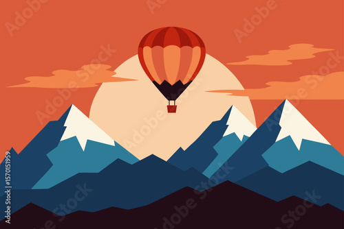 Sunset Hot Air Balloon Adventure Majestic Mountain View
