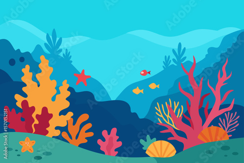 Vibrant Coral Reef Scene Beneath a Calm Ocean Surface