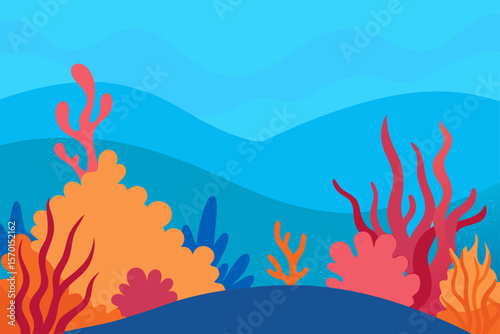 Vibrant Coral Reef Scene Beneath a Calm Ocean Surface
