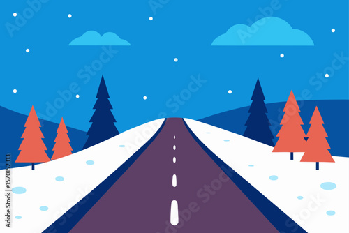 Winter Road Background Generative AI Style