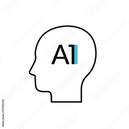 AI inside Human mind logo. 