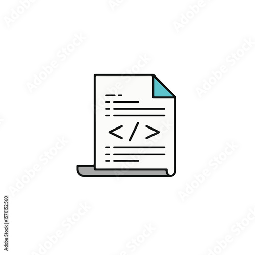 A document with coding symbols.