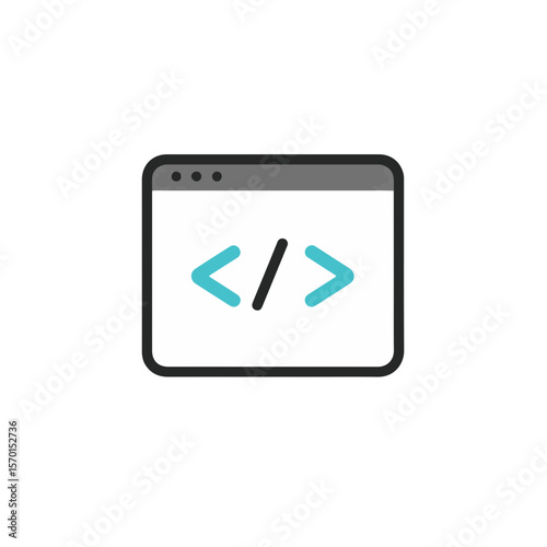 A code icon on the screen.