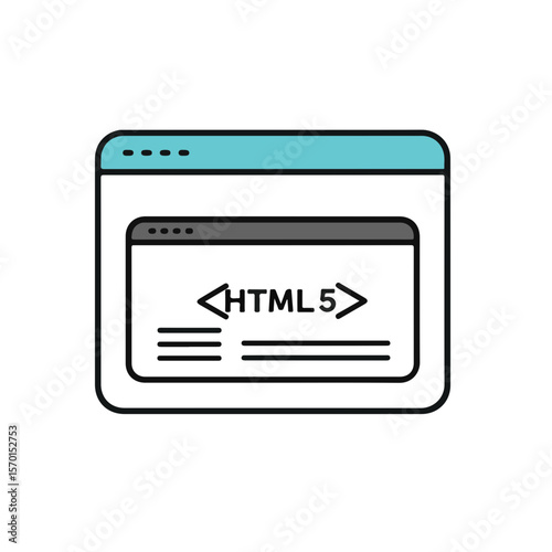 HTML5 coding icon on screen. 