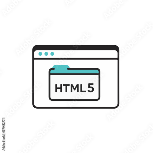 A simple graphic of HTML5 folder and browser window.