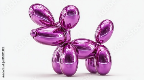 Vivid purple balloon dog on white