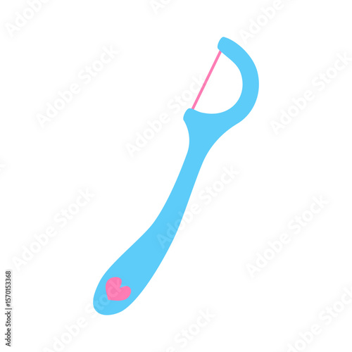 Hand drawn flat tooth pick isolated on white background. Oral care concept.