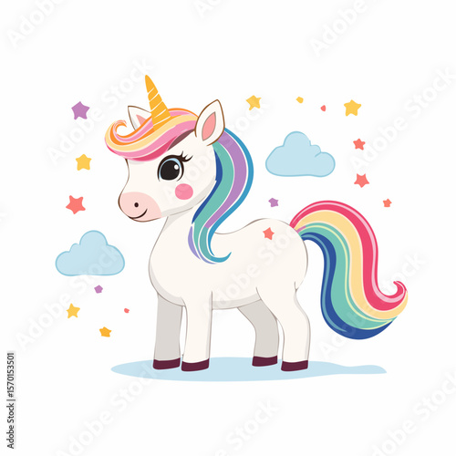 Cute Vector Unicorn Pony – Rainbow Fantasy Design