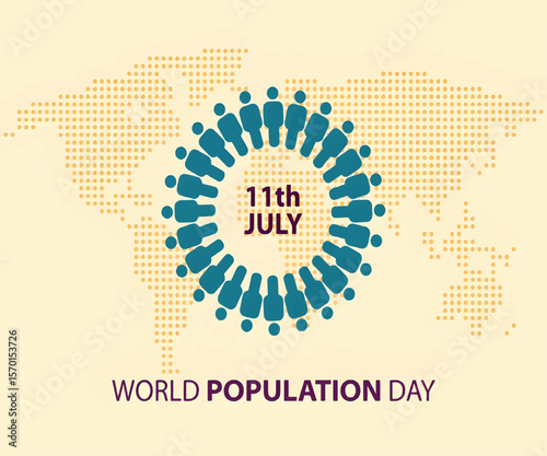 World Population Day vector illustration showing people around the globe