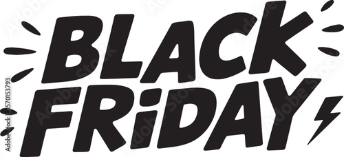BLACK FRIDAY Hand-drawn Style text Graphic black silhouette vector, Simple silhouette Design vector icon with Transparent background. A bold, stylized font text, Perfect for Sales Promotions