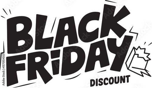 BLACK FRIDAY Hand-drawn Style text Graphic black silhouette vector, Simple silhouette Design vector icon with Transparent background. A bold, stylized font text, Perfect for Sales Promotions