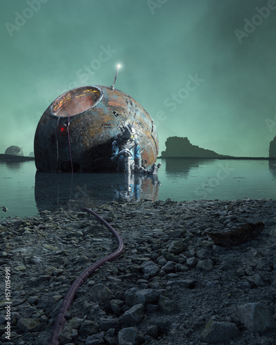Surrealist Spaceship Crash Site Alien Planet