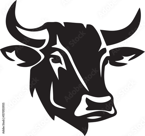 Abstract Bull Head Black Silhouette